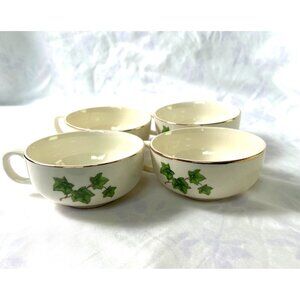 Paden City Pottery Ivory Design with gold trim 4 Teacups #M 51 Elegant Classy